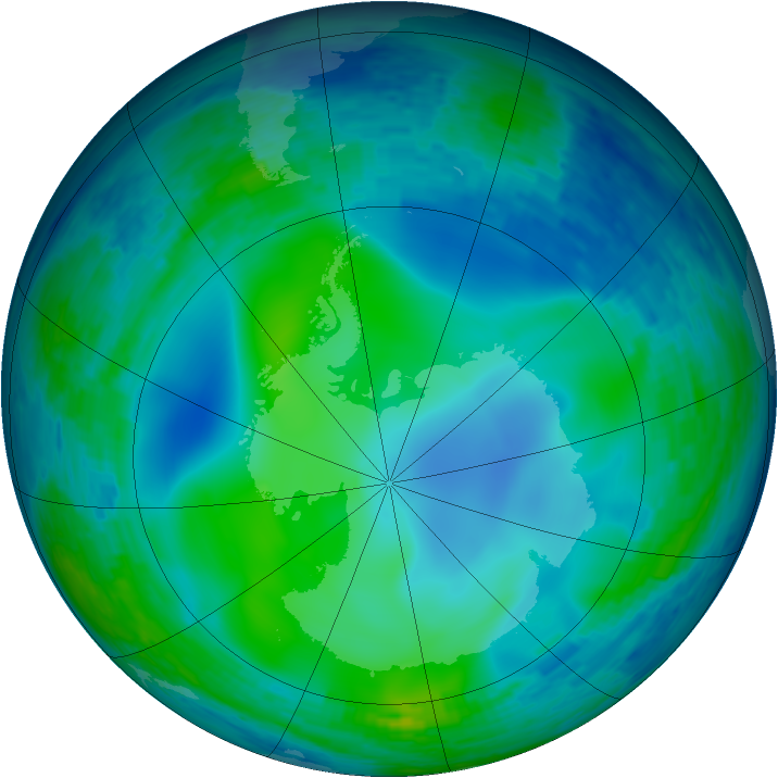 Antarctic ozone map for 29 May 1993